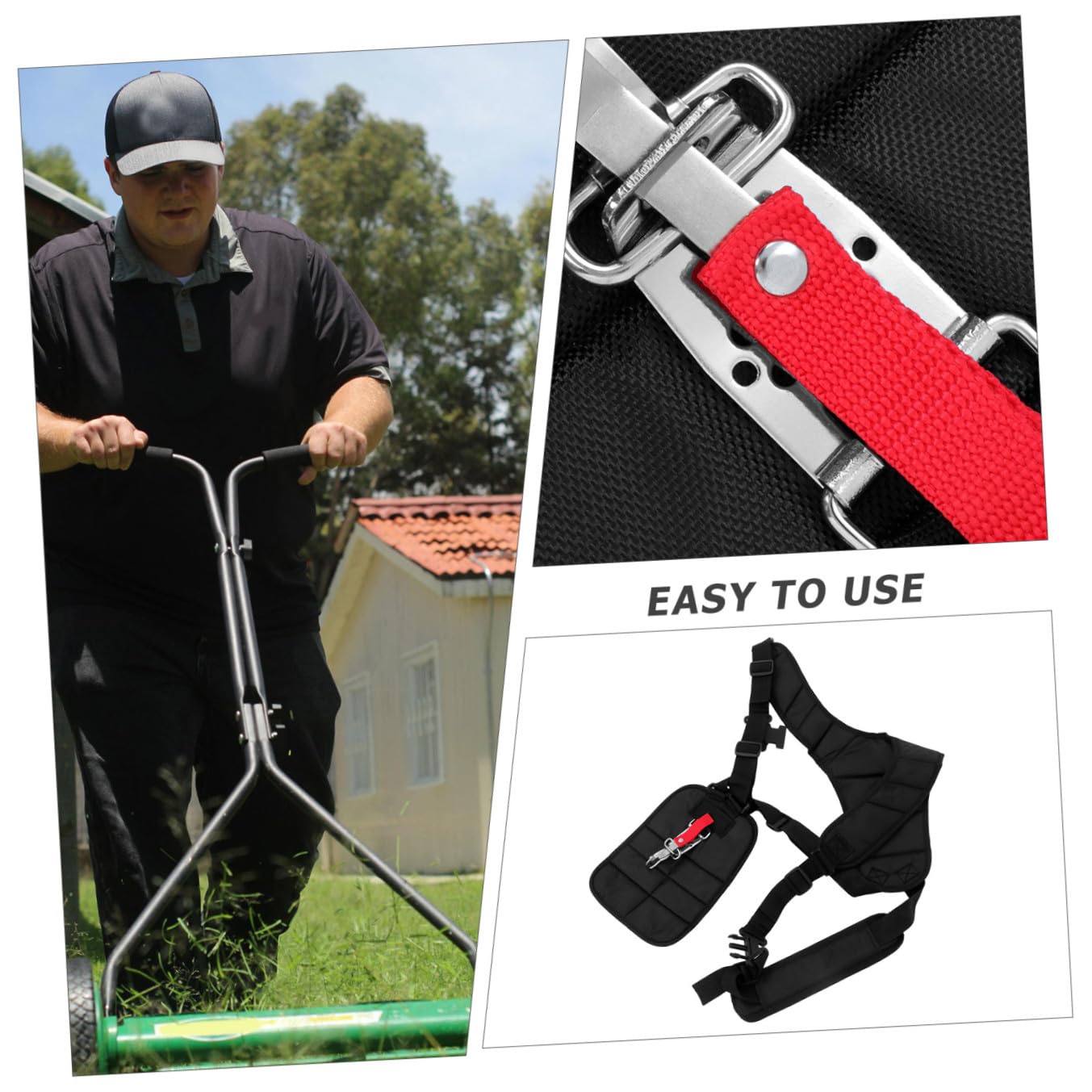 BESTonZON Desbrozadora para Jardín Cinturón Ajustable y Acolchado, Compatible Múltiples, Alivia Tensión y Distribuye Carga Uniformemente para Trabajo Cómodo