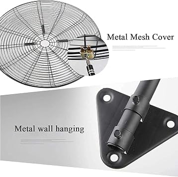 180W Heavy-Duty Industrial Wall Mount Fan,3 Blades 3 Speeds Wall Mountable Tilting Fan,Commercial Ventilation Metal Fan- for Warehouse,Greenhouse,Workshop,Patio,55 (55)