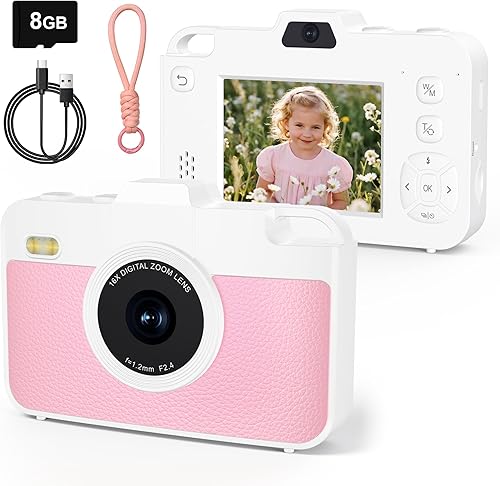Cámara Digital para Niños, 48MP 1080P Cámaras Digitales Compactas con Lente Dual, Cámara Pequeña Compacta con Zoom de 16X para Niñas y Niños,