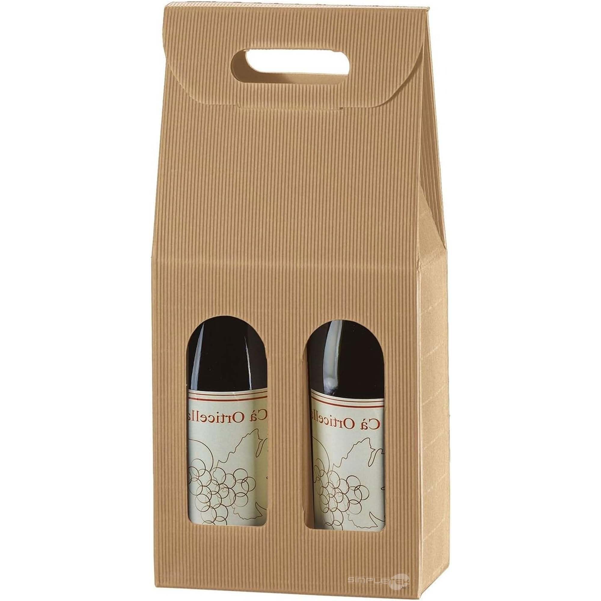 SIMPLETEK - 20X Boîte En Carton Boîte Cadeau Vente Havane Pour 2 Bouteilles Vin Huile Avec Fenêtre pour Noël Occasions (20 pièces)