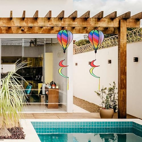 Miniatura 8 de Cabilock Decoración de boda, decoración de boda, decoración al aire libre, 3 piezas, globos de aire caliente, arcoíris, calcetines de viento