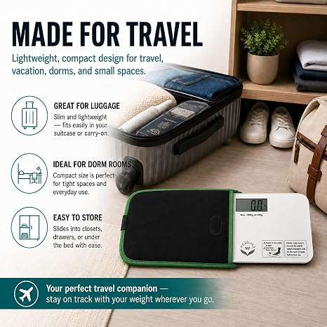 NEWLINE! Digital Mini Travel Bathroom Scale 700 Series with Sleeve White