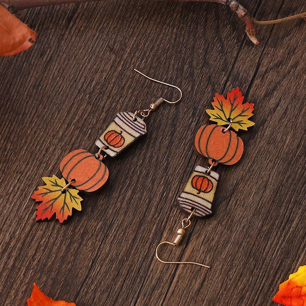 Fall Earrings Crystal Maple Leaf Earring for Women Orange Autumn Maple Leaves Thanksgiving Earrings Drop Dangle Statement Prom Party Jewelry Accessories - Image 4