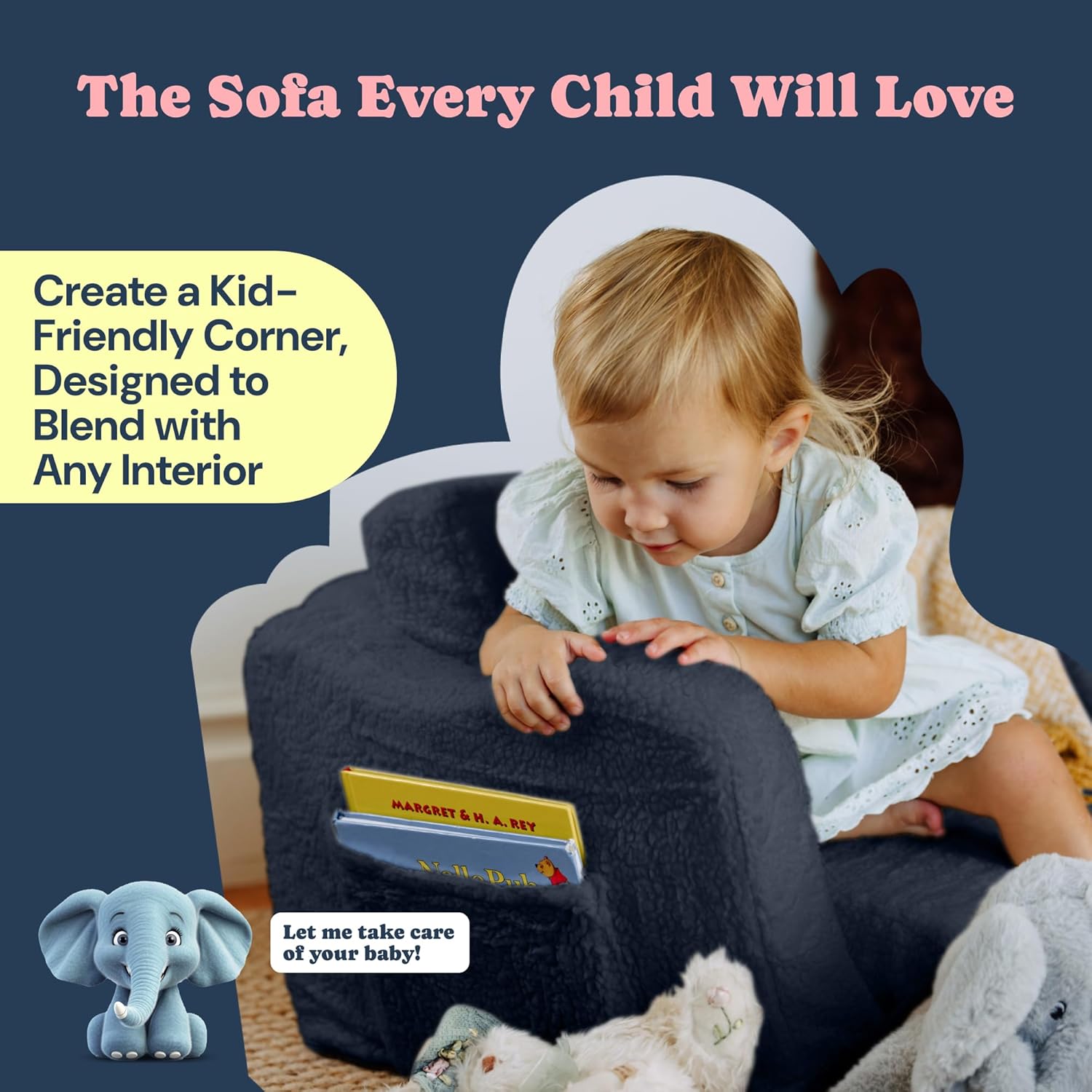 TODALE Sofa Bed - Convertible Chair to Toddler Bed, 2-in-1 Toddler Chair Foldable Lounger for Kids Bedroom Furniture, Mini Kids Couch, Boy, Girl, Grey