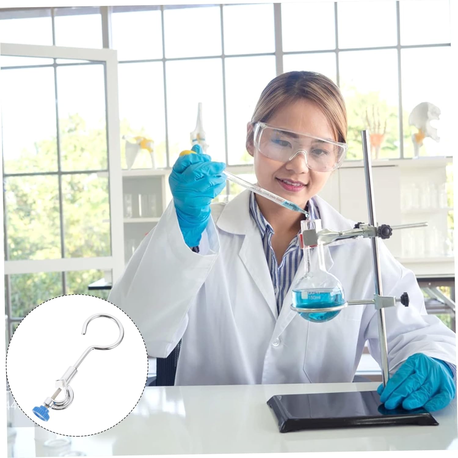 Homoyoyo Separating Funnel Stand for Lab Ring Clamp Sturdy Flask Support Open Extension Ring Laboratory Support