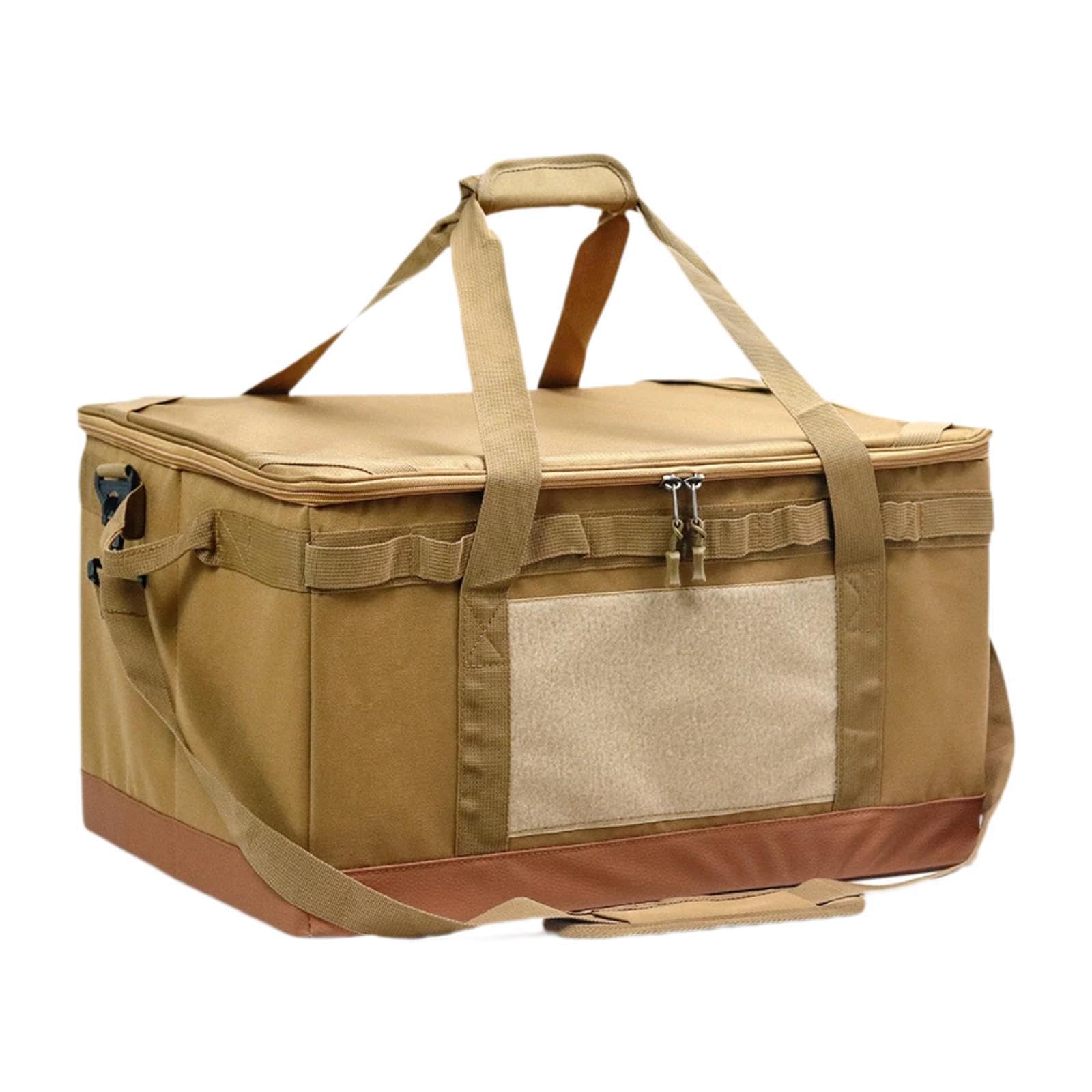 Bolsa de Almacenamiento para Camping, Bolsa de Lona de 60 L, Portátil, Plegable Y Ajustable, Bolsa de Mano Multiusos, Organizador de Maletero para Sen, Caqui