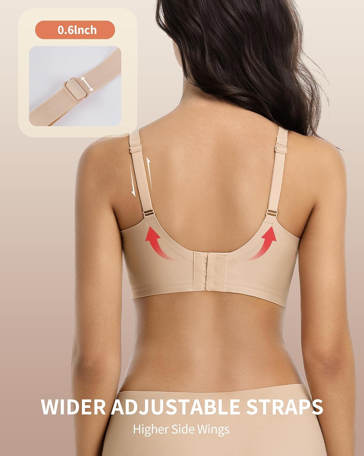 Aubrasen Deep V Wireless Seamless Push Up Bras for Women - Comfort Bralette for Everyday Wear