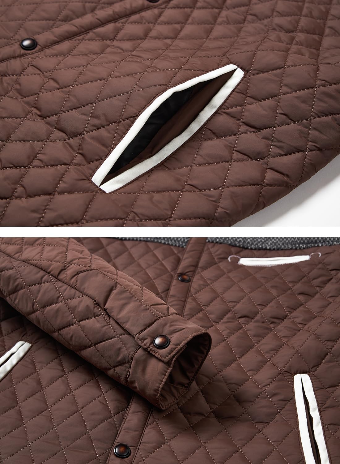 HOOD CREW Men’s Quilted Down Jacket Autumn Winter Coat Lightweight Business Causal Shirt Jacket - Image 4