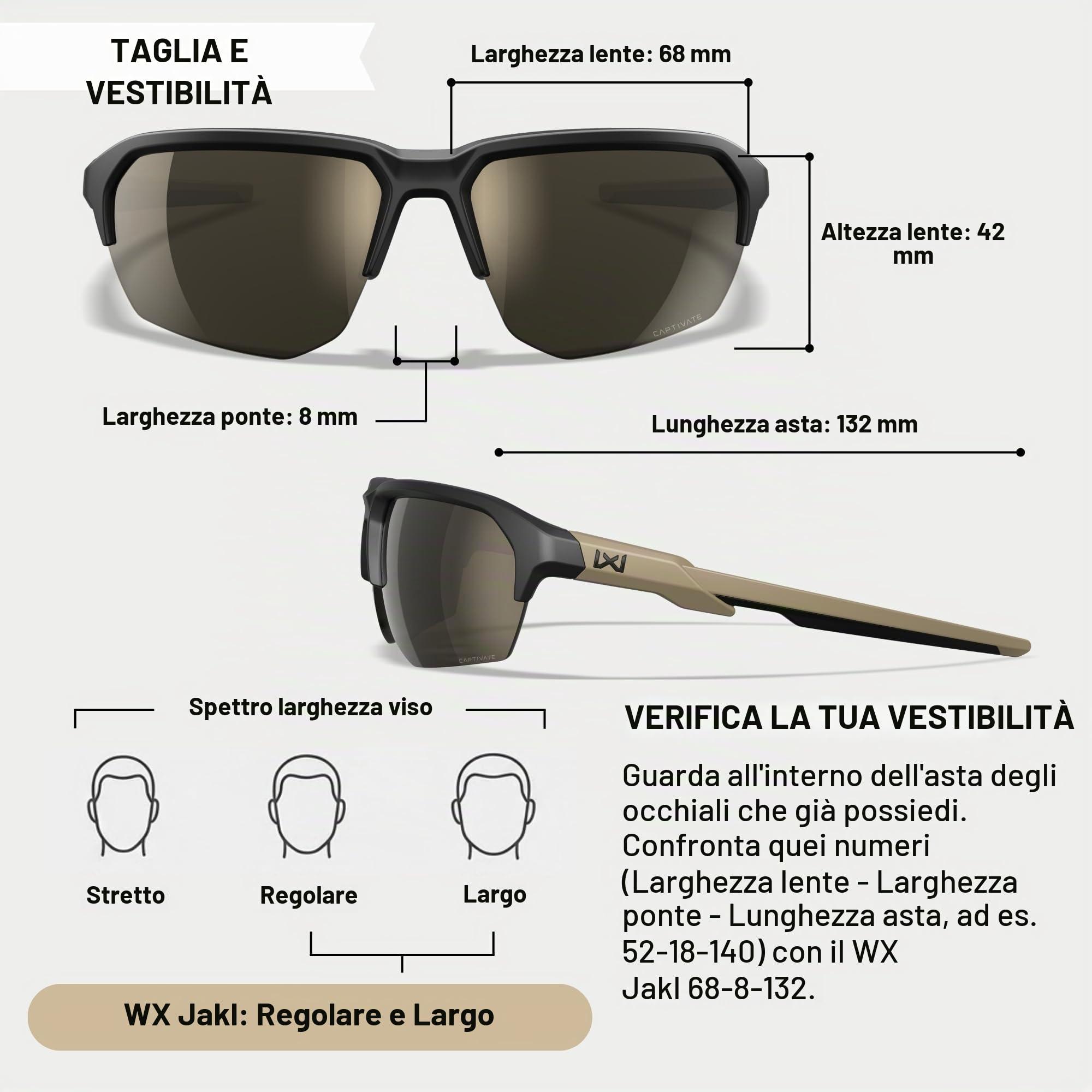 Wiley X JAKL - Occhiali da sole con classificazione balistica, occhiali di sicurezza per uomini e donne, protezione UV per tiro e attività all'aperto