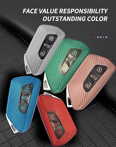Miniatura 7 de HIBEYO Funda de llavero de TPU suave para VW Volkswagen ID3 ID4 MK8 Golf 8 GTI Skoda Octavia Accessoreis Smart Car Remote Key Fob con llaveros para