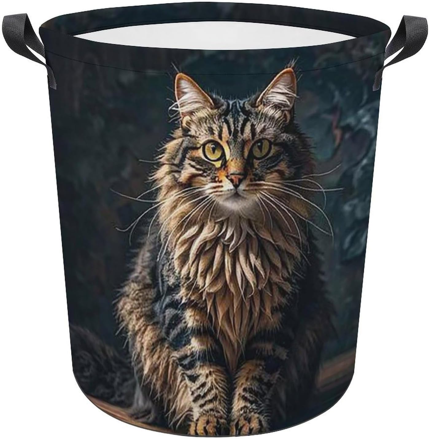 13.8 × 13.8 × 17.3 Inches Collapsible Laundry Baskets Cute Cat Printed Waterproof Laundry Hamper Foldable Dirty Clothes Storage Bin for Bathroom Bedroom Office