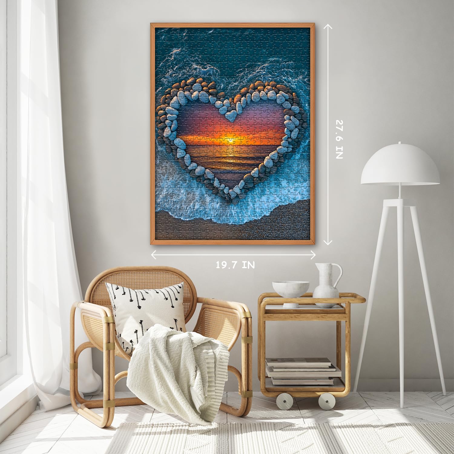 PICKFORU Beach Puzzles for Adults 1000 Piece, Ocean Heart Colorful Sunset Jigsaw Puzzle Scenic Scenery, Summer Marine Love Themed - Image 3