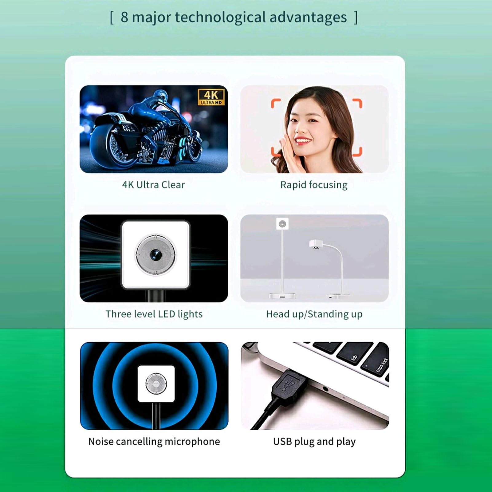 Jectse 4K-USB-Dokumentenkamera, 12 MP HD-Webcam mit Drehbarer Halterung für Wins für OS