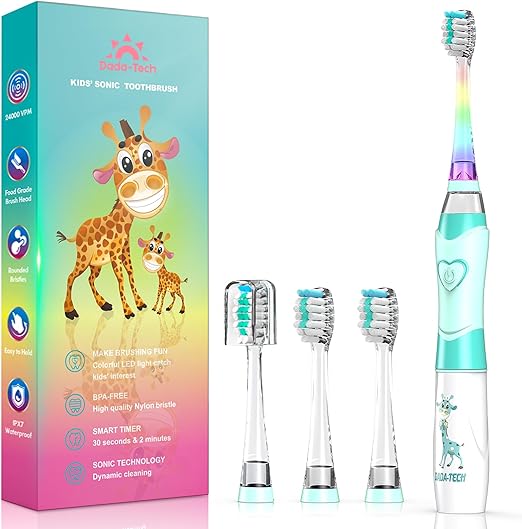 Electric Toothbrush Children, Ultrasonic Battery, Children's Toothbrush with Timer with Sound Technology for Boys and Girls