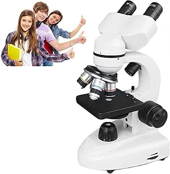 Binocular Biological Microscope - Dual LED Lighting, HD Binocular Optical Microscope with 10 Specimens for Education Students Adult Science Experiments, 10000x