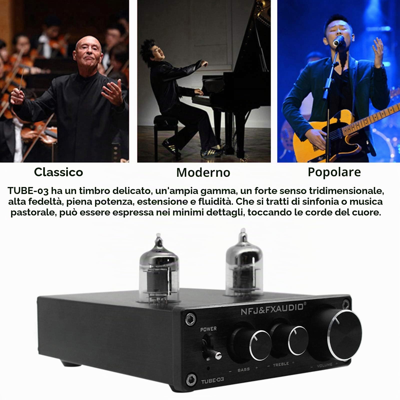 docooler FX-Audio Mini HiFi Audio Preamplificatore 6K4 Amplificatore Valvolare Buffer Treble Bass Regolazione RCA Preamplificatore Spina EU