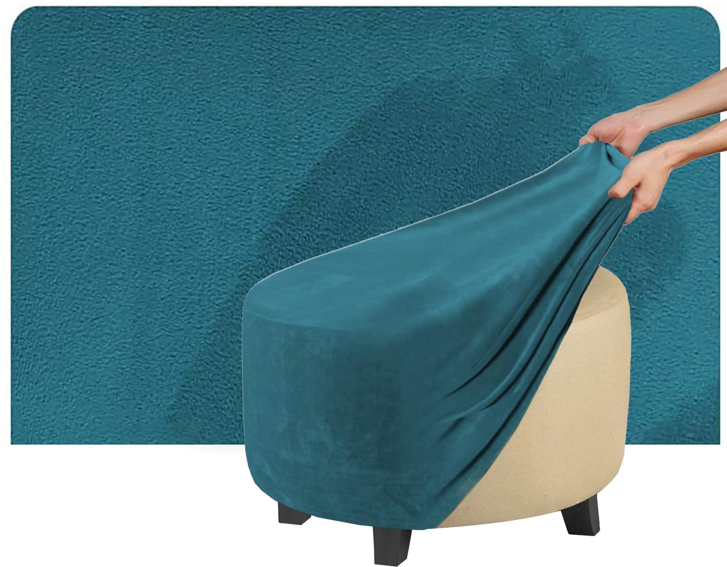 Funda redonda para otomana elástica que cubre manchas y roces