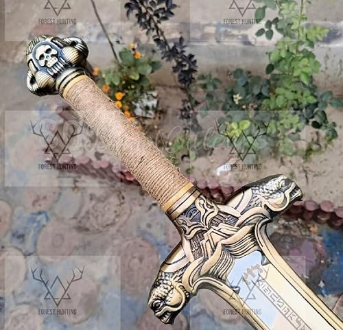 Miniatura 9 de Conan La espada bárbara, espadas atlantes hechas a mano de 42 pulgadas, accesorios de latón de acero al carbono 1095, espada completa, funda de