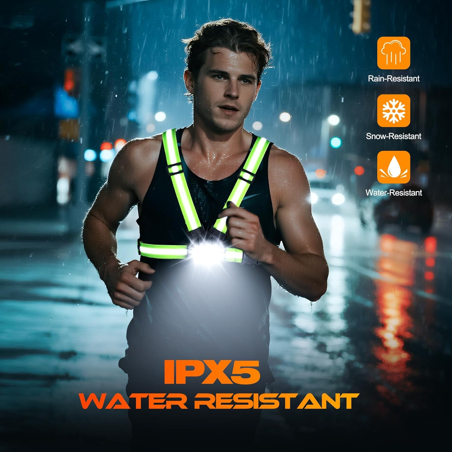Running Lights for Runners 800LM, 6 Modes Running Light with 45°Adjustable Tilt, IPX5 Waterproof Rechargeable Visibility Reflective Vest for Night Walking/Cycling/Jogging, 4-25Hrs Runtime - Image 7