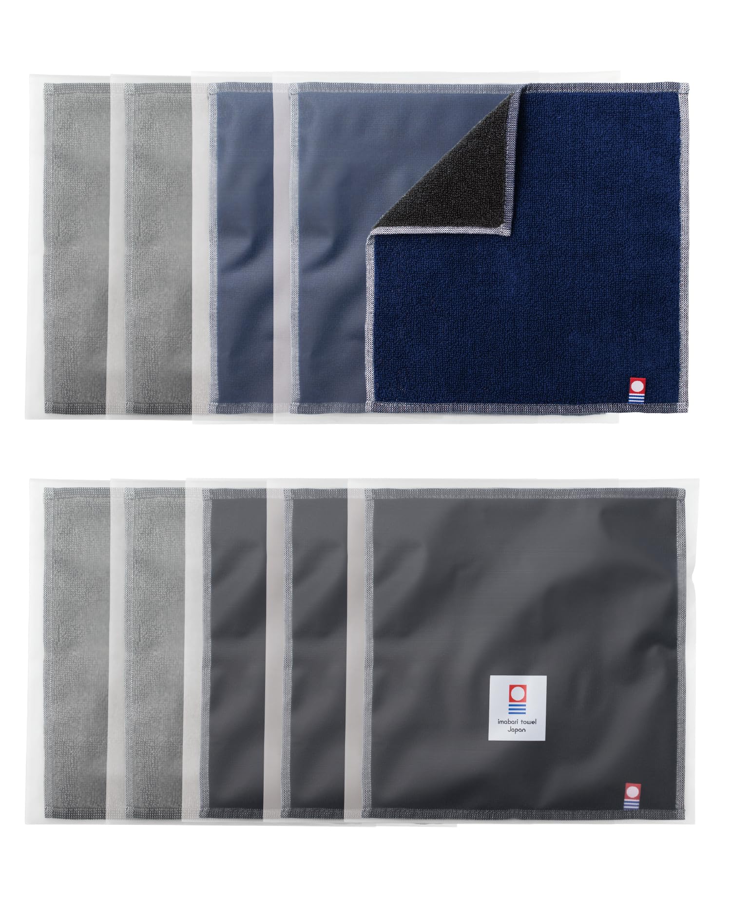 Imabari Towel Handkerchief Set of 10 Reversible Business 7.9in Cotton Japan