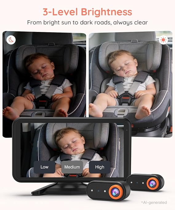 LUCKVIEW BM2 PRO Dual Baby Car Camera, 5.2 1080P Baby Monitor