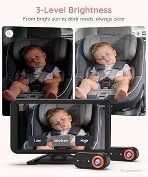 LUCKVIEW BM2 PRO Dual Baby Car Camera, 5.2 1080P Baby Monitor