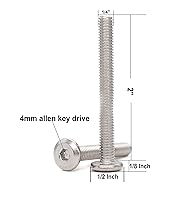 Vista 2 de binifiMux Pernos de conexión Allen de cabeza plana de 1/4-20 x 2 pulgadas, tornillos de conexión para muebles, acero inoxidable 304, acabado liso