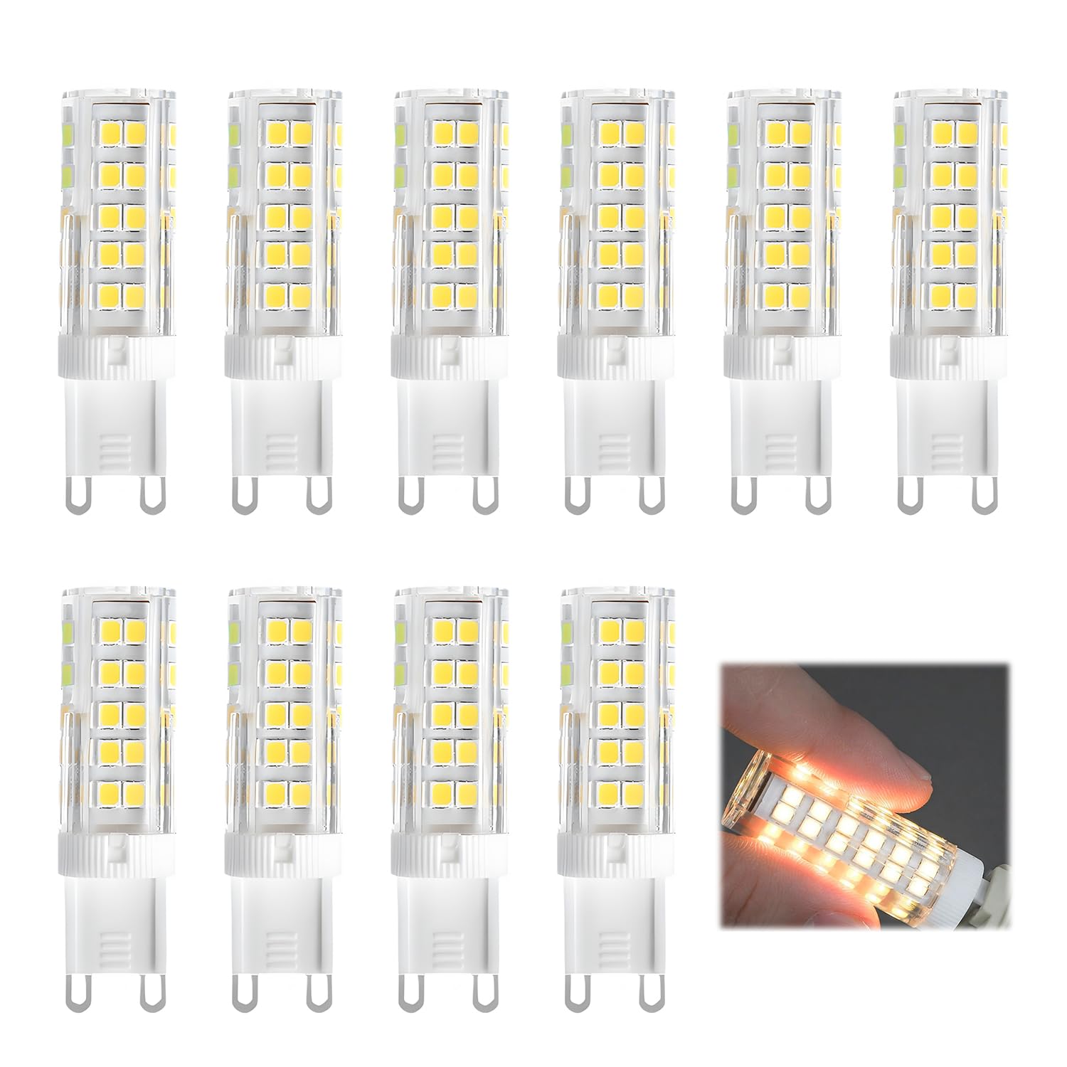 10 PCS G9 LED Bulbs, 3W Natural White Light Bulbs 3000K LED Lamp Equivalent to 30-40W Halogen No Flicker Non-Dimmable Energy Savingor Lighting Decor Corn Light Bi-Pin Base for Chandelier Ceiling