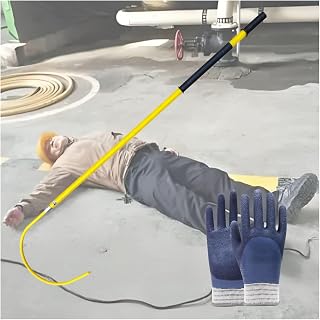 Electric shock emergency rescue hook, high voltage electrical insulation poles, emergency rescue pole with 1000V insulating Gloves(Yellow,1m/3.3ft)