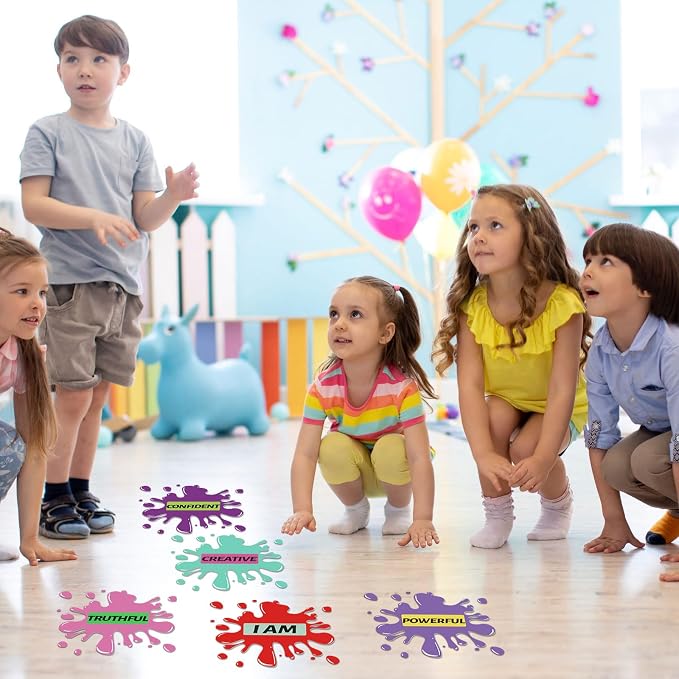 30 adhesivos de piso motivacionales para aula multicolor miniatura 4