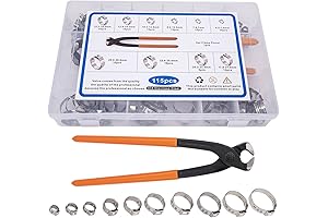 115-Piece Crimp Hose Clamps for Secure Cinch Ring Connections