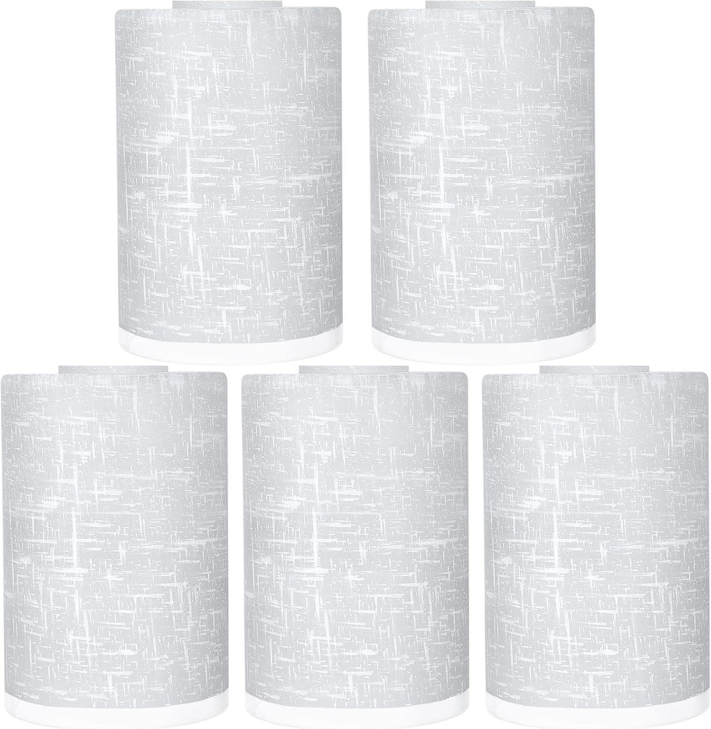 Glass Lamp Shade Replacement Globe & Cover for Light Fixture, 6-1/16" Height 4-1/16" Diameter, 1-5/8 inch Fitter, 5 Pack Frosted White Linen Cylinder Glass Shade