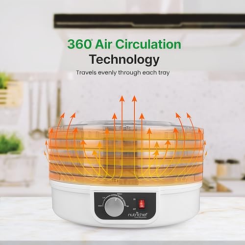 Vista 5 de NutriChef Máquina deshidratadora de alimentos Deshidrata carne seca de res, carnes, champiñones, frutas y verduras Ideal para uso en casa Milky