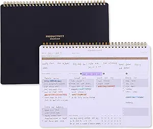 ZERONE CENTRE Productivity Weekly Planner - 54 Sheets Dashboard Spiral Deskpad with 6 Focus Areas