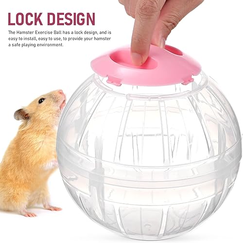 Miniatura 5 de POPETPOP 2 juguetes de hámster, pelota de ejercicio transparente, rueda de hámster para hámsteres enanos, mascotas pequeñas, correr para aumentar la