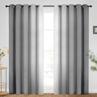 SimpleHome Ombre Curtains Grey to Grey White for Living Room 62Wx84L