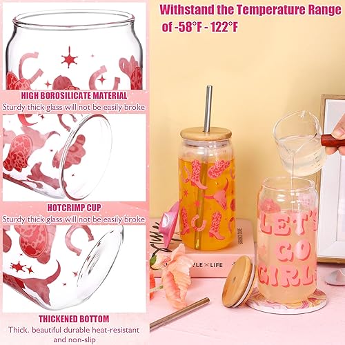 Miniatura 3 de RUIYELE 2 vasos de vidrio para beber de vaquera occidental para cerveza de café helado, discoteca vaquera, despedida de soltera, tazas decorativas,