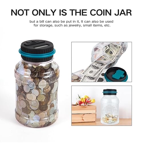 Miniatura 8 de Banco de monedas para ahorrar dinero, contador de monedas digital, alcancía para adultos y niños, tarro de monedas con contador de cambio para