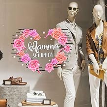 kina UVFM0004 Vetrofania per la Festa del Mamma su PVC Trasparente - Misure 50x40 cm - Decorazioni adesive per vetrine di Negozi