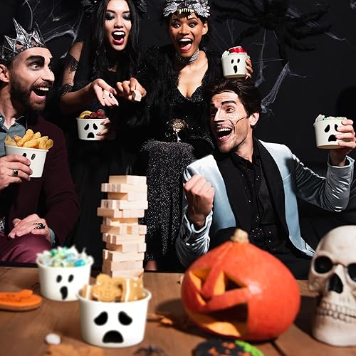 Miniatura 6 de 200 vasos de papel desechables de Halloween, cuencos de postre desechables con temática de fantasma, tazas de papel para aperitivos, tazas de sopa