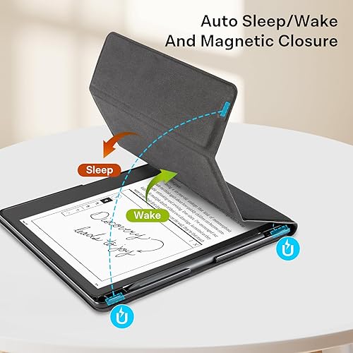 Miniatura 5 de CoBak Funda con soporte para Kindle Scribe  Funda de piel prémium con soporte para bolígrafo, función de apagado y encendido automático y función de