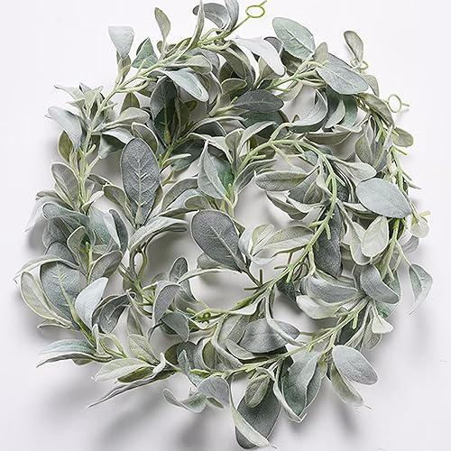 Miniatura 4 de Guirnalda de orejas de cordero, 6 pies, guirnalda de orejas de corderos flocados, hojas de vegetación sintética, vides para boda, hogar, fiesta,