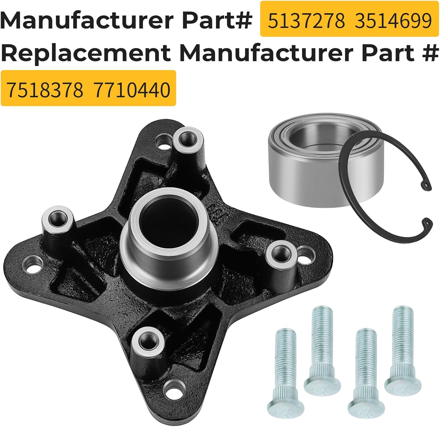 M MATI Rear Wheel Hub & Bearing kit for Polaris RZR 900 XP 4 2011-2013 RZR 900 4 E-PS 2011-2014 5137278 3514699