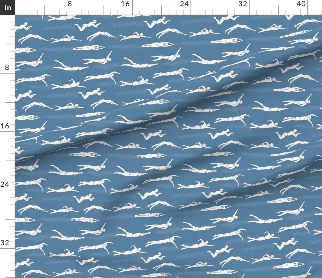 Spoonflower Fabric - Swimmers Sport Divers Swim Water Pool Beach Nautical Summer Coastal Printed on Petal Signature Cotton Fabric by The Yard - Sewing Quilting Apparel Crafts Decor