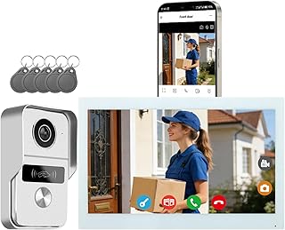 Video-Türsprechanlagen 1080P, 10.1 Zoll Farb Touchscreen Monitor, 2-Draht VideoTürklingel, Zwei-Wege-Audio, Nachtsicht, Fernentriegelung, Wiedergabe, Smart Life APP
