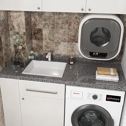 Miniatura 10 de Livelynine Encimeras de granito oscuro de 36 x 197 pulgadas de ancho para cocina, papel adhesivo de mármol gris impermeable para encimeras, papel