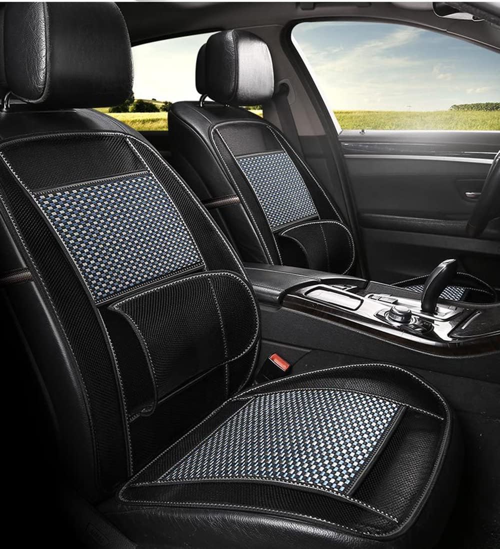 Cooling Car Seat Covers Protector Cushion Standard Size Full Air Flow Ventilated Cover Pad Mat Breathable for Driver Auto Chair Pad… (Blue, with Lumbar Support)