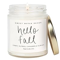 Vista 1 de Sweet Water Decor Hello Fall Candle - Cinnamon Apples & Clove Autumn Fall Scented Candle for Home Decor - 100% Cotton Wick Soy Wax Candles with 40