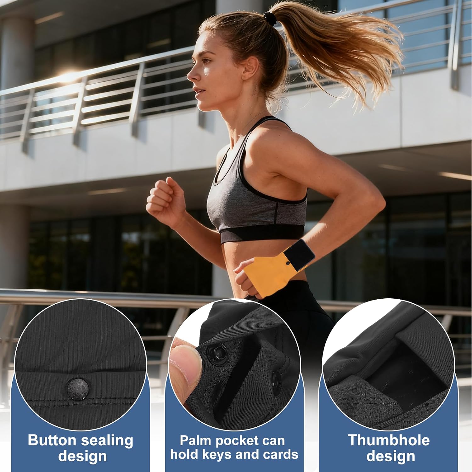 PATIKIL Sports Wrist Wallet Wristband Phone Sleeve, Black (M) image 3