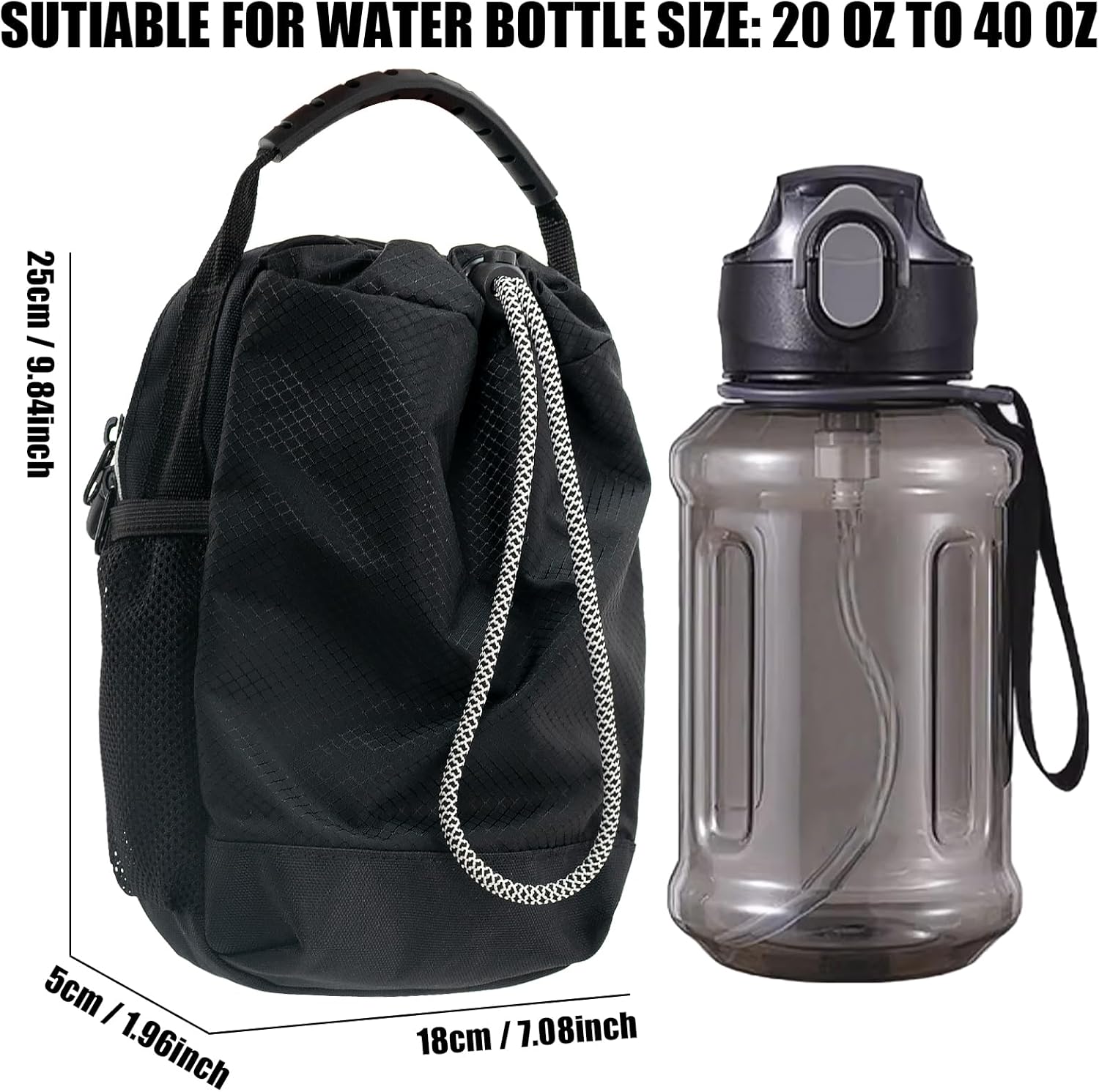 Waterproof Crossbody Bag with Water Bottle Carrier Holder Shoulder Sling Pouch Handle Travel Hiking Daypack